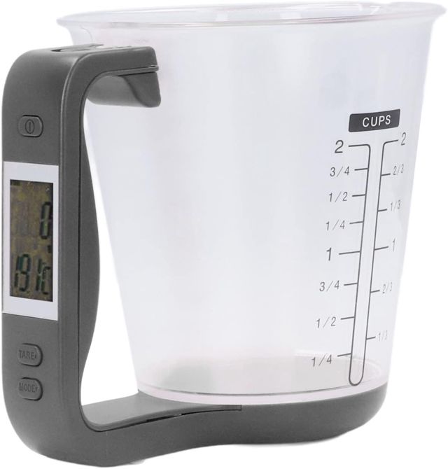 Balances de tasse à mesurer, tasse à mesurer domestique ABS Cuisine portable 1 kg balance électronique tasse à mesurer avec écran LCD pour condiments au lait de café(Le noir)