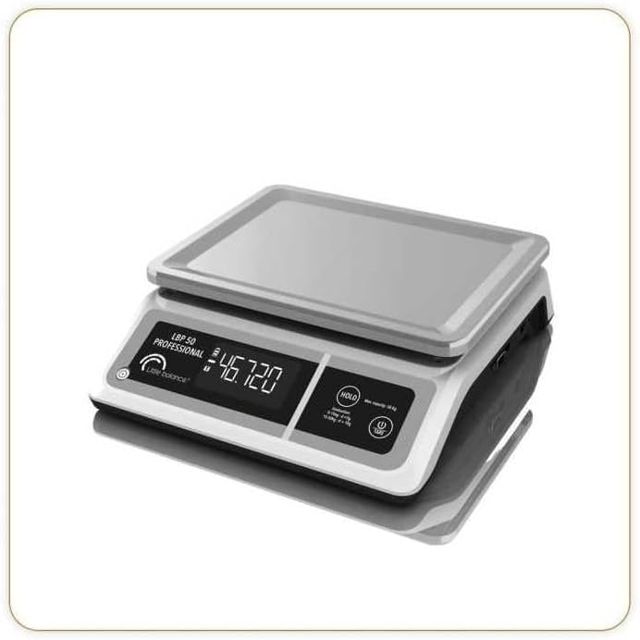 LITTLE BALANCE 8213 LBP 50 Professional - Balance professionnelle - 50 kg / 5g - Fonctionne sur batterie, sans piles, Blc/Noir/Inox