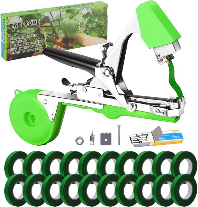 Machine À Taper Nouer Branches, Pince à Lier pour Vigne Attaches Plantes Jardin Outillage De Jardin avec 20 Rouleaux de Ruban Adhésif pour Tomates Vignobles Arbres Fruitiers Légumes Fleurs Plantes
