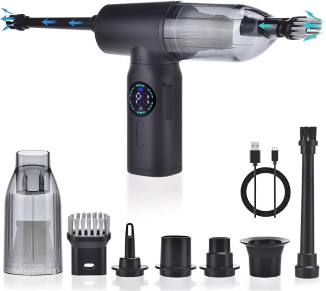 Souffleur d'air et aspirateur portable 2 en 1, souffleur à air comprimé sans fil 7500 mAh for le nettoyage du clavier de l'ordinateur