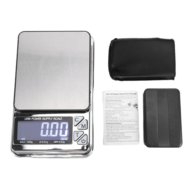 Fafeicy Balance Numérique 0.01g 1000g, 7 Unités, avec Fonction de Maintien de Tare, pour Bijoux, Poudre D'or, Ingrédients de Cuisine