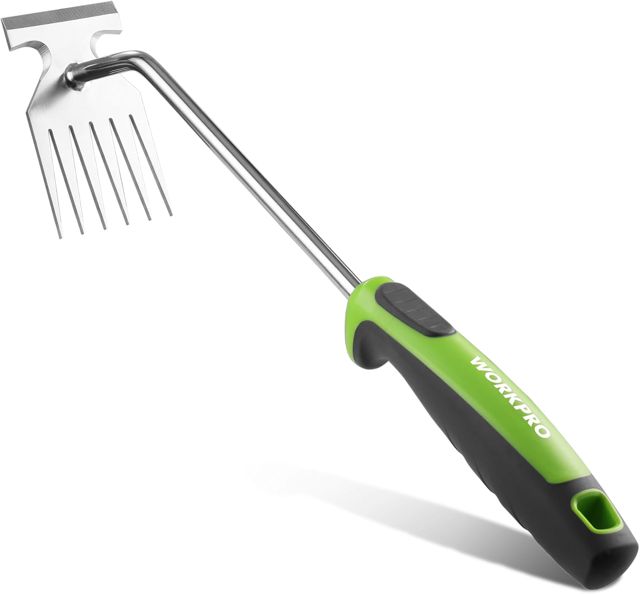 WORKPRO Désherbeur Manuel 6 Dents 380 mm, Arrache-Mauvaises Herbes en Acier Inoxydable avec Poignée Ergonomique Antidérapante, Outil de Jardin pour Désherbage, Mousse, Creusage et Transplantation