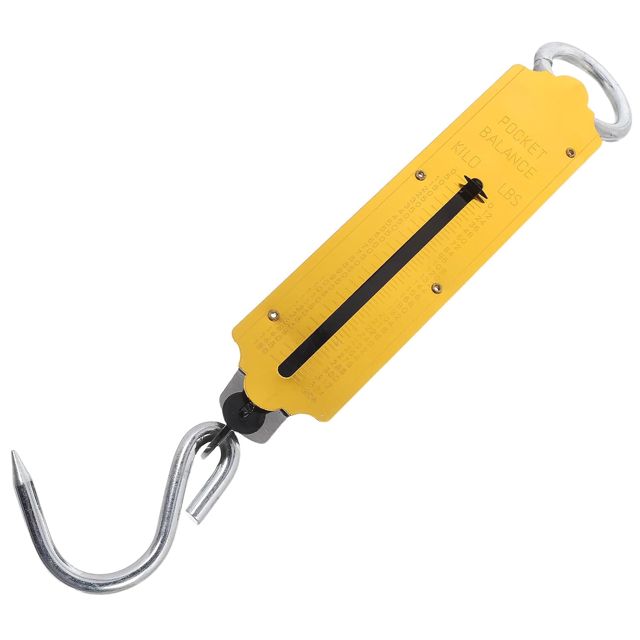 NUOBESTY Lot de 2 Balances Mécaniques Suspendues Portables à Crochet, Capacité 150 Kg, Cadran avec Ressort Vertical, Couleur Jaune, Balance Multifonction Cuisine, Bagages et Extérieur,