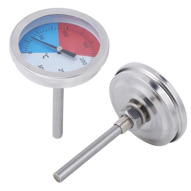 FTVOGUE Thermomètre en Acier Inoxydable, Grand Plateau Tournant en Verre avec Plage de Température de 0 à 300 ℃, pour Four, Gril, Barbecue, Cuisine en Plein Air