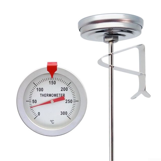 Thermomètre à huile mécanique en acier - Sonde pour la fabrication de bonbons, gelée, cuisine, jauge de température de cuisson de 0 à 300 °C nécessaire (150 mm)