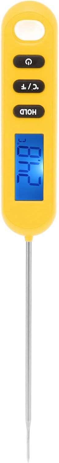 Thermomètre à Viande Numérique Pour la Cuisson, Thermomètre à Lecture Instantanée Avec Longue Sonde Thermomètre Numérique Pour Barbecue De Cuisine Pour Griller, Barbecue(orange)