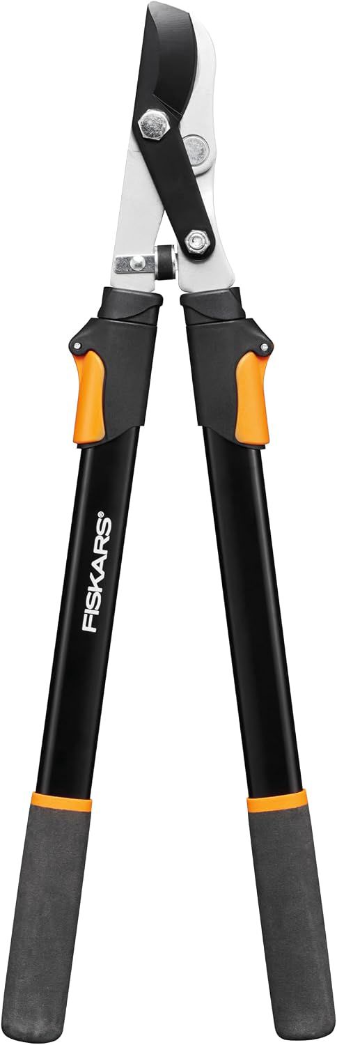 Fiskars Sécateur Elagueur Télescopique pour Bois Frais, Revêtement Anti-Adhérent, Acier de Précision Trempé, Longueur de la Poignée : 63 à 83 cm, Noir/Orange, L13, 1027528
