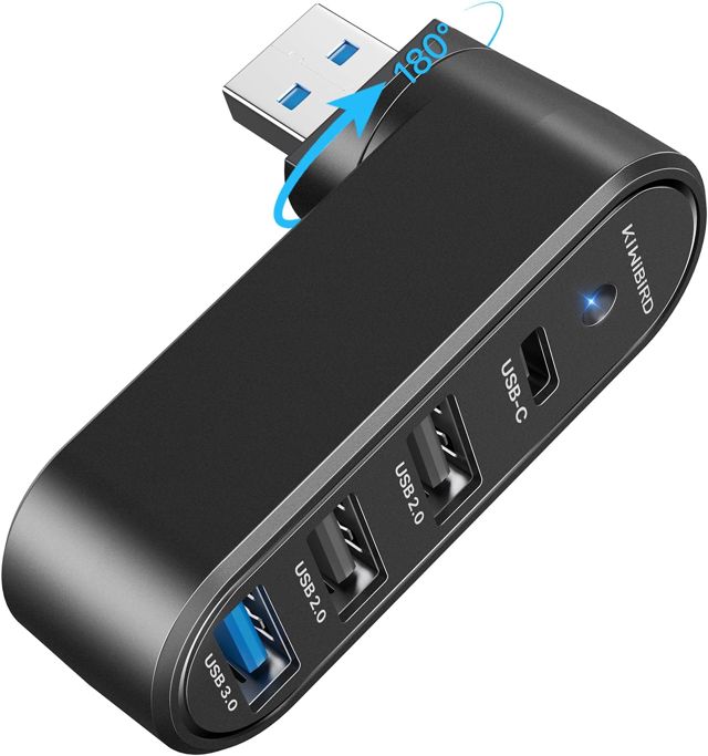 KiWiBiRD Double USB, doubleur USB Mini hub USB 4 Ports USB3.0 USB2.0 USB C