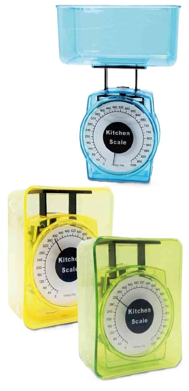 Casa Balance de cuisine en plastique, 1 kg, couleurs assorties, accessoires de cuisine