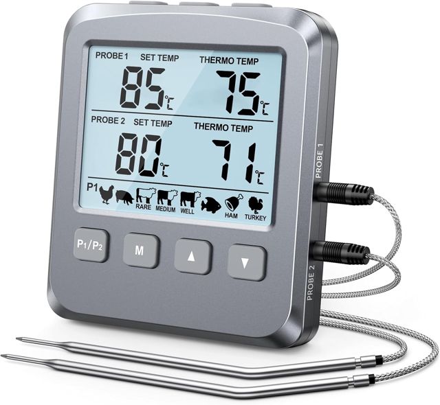 CIRYCASE Double Sonde Thermometre Cuisine Numérique, [Grand Écran LCD]