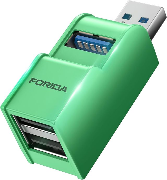 FORIDA Hub USB 3.0 à 3 ports, répartiteur USB vers 2 sorties USB 2.0 et 1
