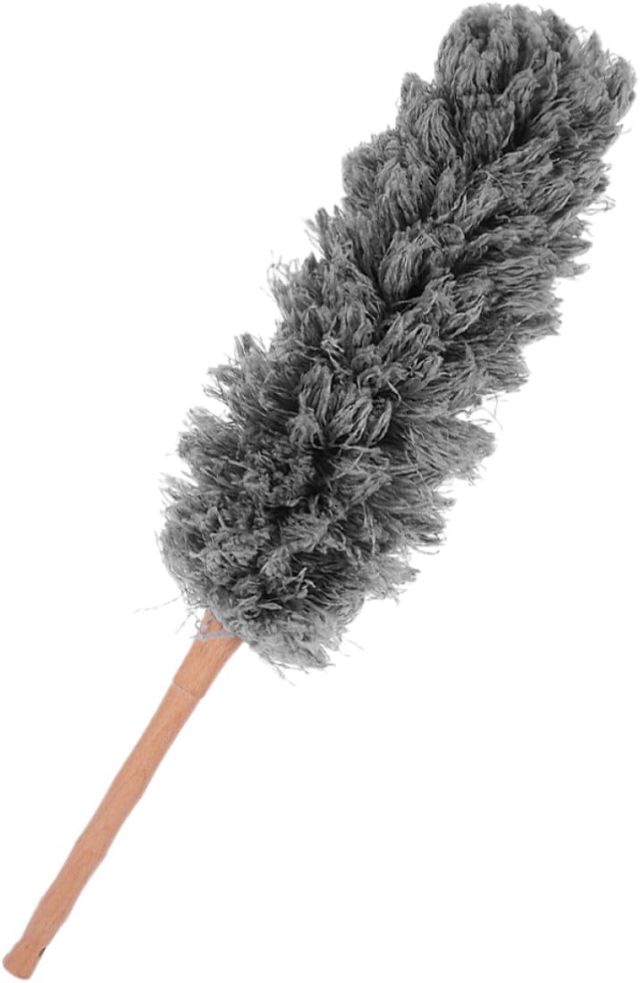 Dépoussiéreur Statique à Manche Bois Fibre, Gris, Petit Format