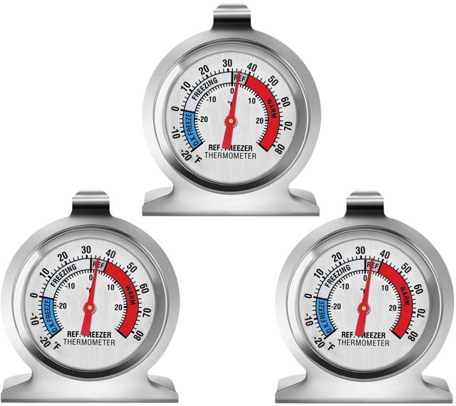 Thermomètre pour réfrigérateur, thermomètre pour congélateur à grand cadran, thermomètre de température pour réfrigérateur, congélateur et glacière (3 pièce)