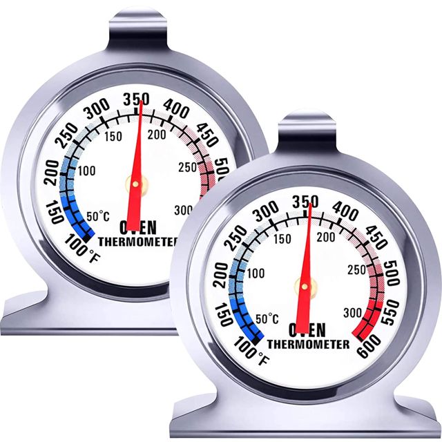Greluma 2 PCS Thermomètre de four pour gril,fumoir,barbecue 50-300 °C/100-600 °F,thermomètres de four en acier inoxydable pour électrique/gaz,thermomètre à grand cadran pour la cuisine,la cuisson