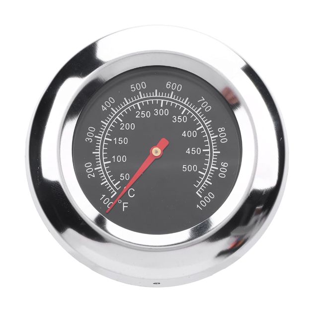 Walfront Thermomètre de Barbecue en Acier Inoxydable, Jauge de Température de Gril, Grand Cadran de 76 Mm, Filetage M10, écrou à Oreilles de 100 à 1000 °F pour Fumoir, Four, Barbecue, Cuisine en