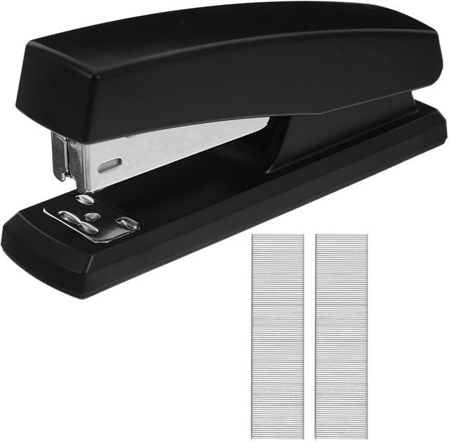 Agrafeuse de Bureau Noire en Métal avec Rangement Intégré pour Usage