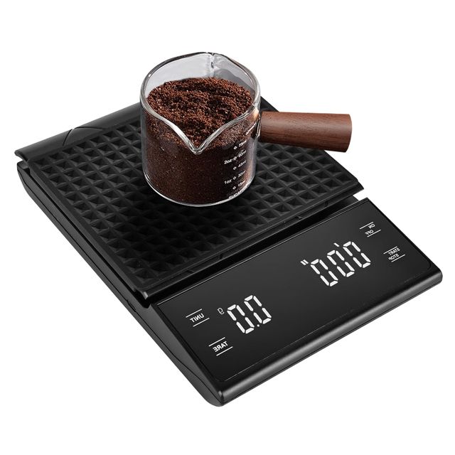 Balance à café numérique avec minuterie : balance à café rechargeable avec 0,1 g de haute précision, balance à expresso avec écran LED et fonction tare, balance de cuisine, pour café filtre,