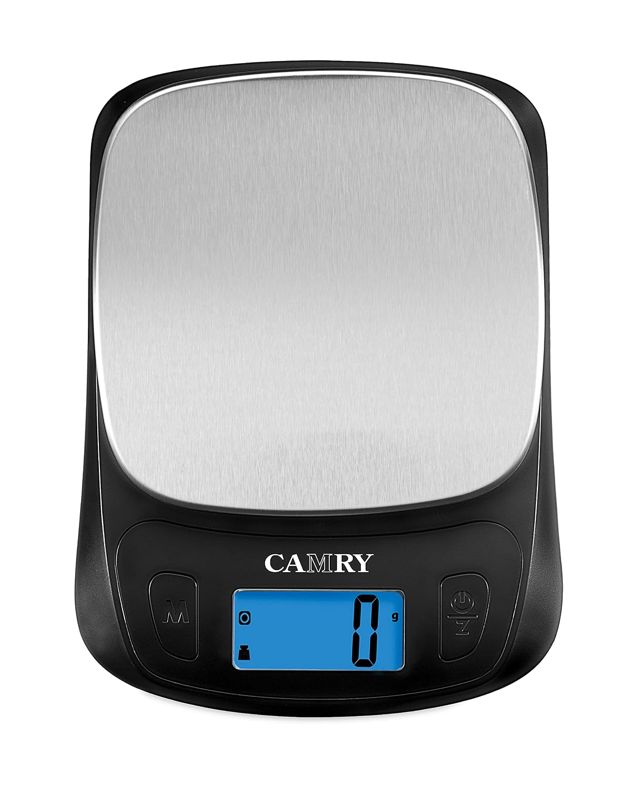 CAMRY Balance De Cuisine Numérique en acier inoxydable, 5kg/11lbz, Noir