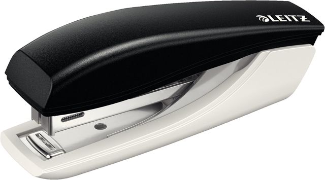 Leitz Mini Agrafeuse de Bureau, Capacité 10 Feuilles, Noir, Boîtier Ergonomique, Gamme NeXXt, 55170095