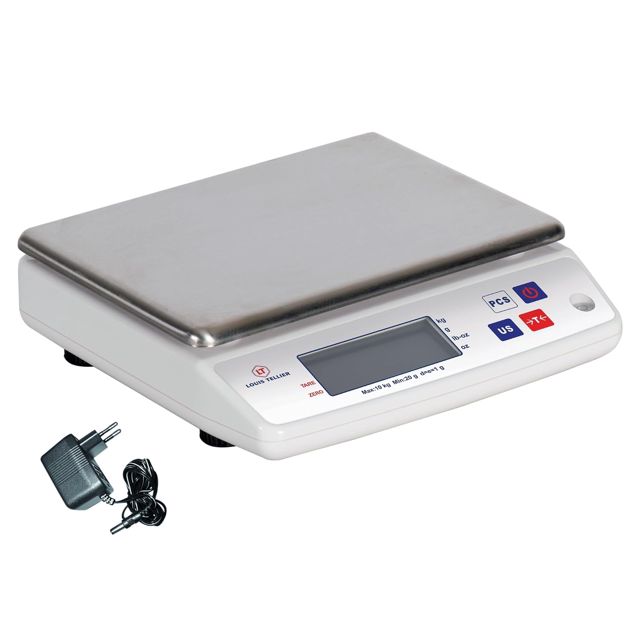 Louis Tellier - Balance électronique cuisine 10kg/1g IP53 + adaptateur
