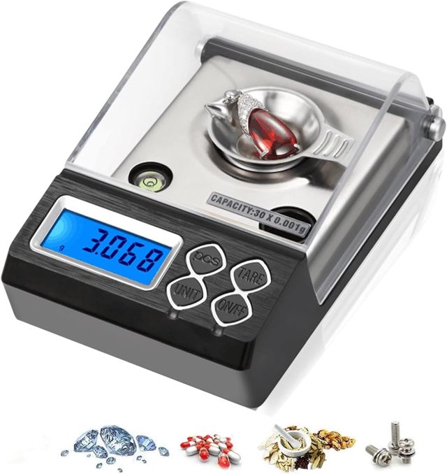 Balance de Poche numérique Milligramme Haute précision 0,001 g, balances analytiques de Laboratoire, Plateau de pesée Haute sensibilité, avec Pare-Brise, Poids (50 g/0,001 g)