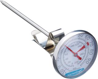 KitchenCraft Thermomètre à lait, gadget de cuisine en acier inoxydable, argenté