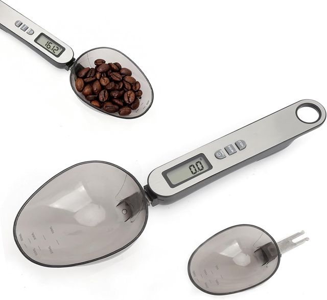 HENGBIRD cuillère doseuse mesure 0,1g/500 g 2 de tête de cuillère différentescuillere doseuse multifonctionnel plusieurs unités de mesure electronic spoon scale face avant en acier inoxydable argenté