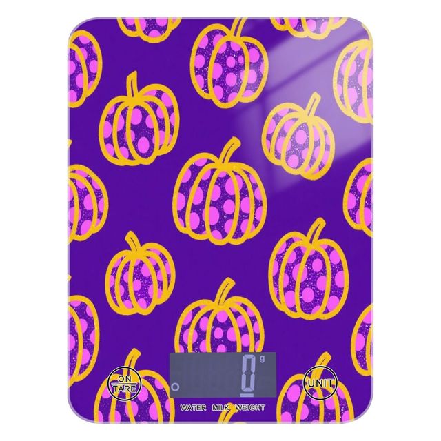 Petite balance de cuisine portable pour nourriture 5 kg/5 g Motif léopard violet avec 4 unités pour la cuisson des épices (piles non incluses) pesa para comida