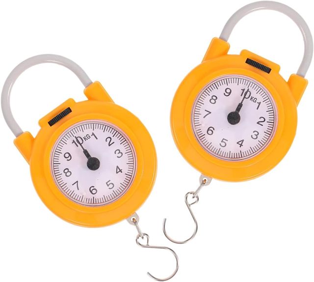 MAGICLULU Balance Portable à Ressort Multifonction avec Crochet, Petite Taille, Couleur Jaune, Pêche, la Cuisine et Voyages, 1 Paire de Balances Précises et Légères pour Pesée Suspendue