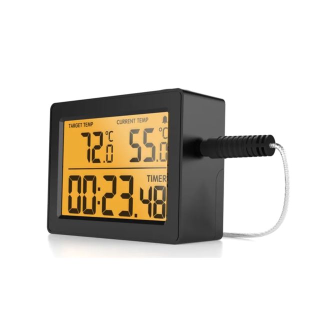 FAGOR FG485 - Thermomètre de cuisine, sonde alimentaire, fonction alarme intégré, cuisson numérique avec écran LCD rétroéclairé et température préréglée avec minuteur - 20 x 12 x 3 cm, noir