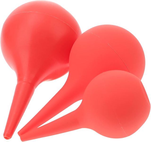 VANZACK Lot de 3 Souffleurs en Caoutchouc Rouge 30ml Nettoyeur de Poussière pour Bureau et Maison Accessoire de Nettoyage Électronique