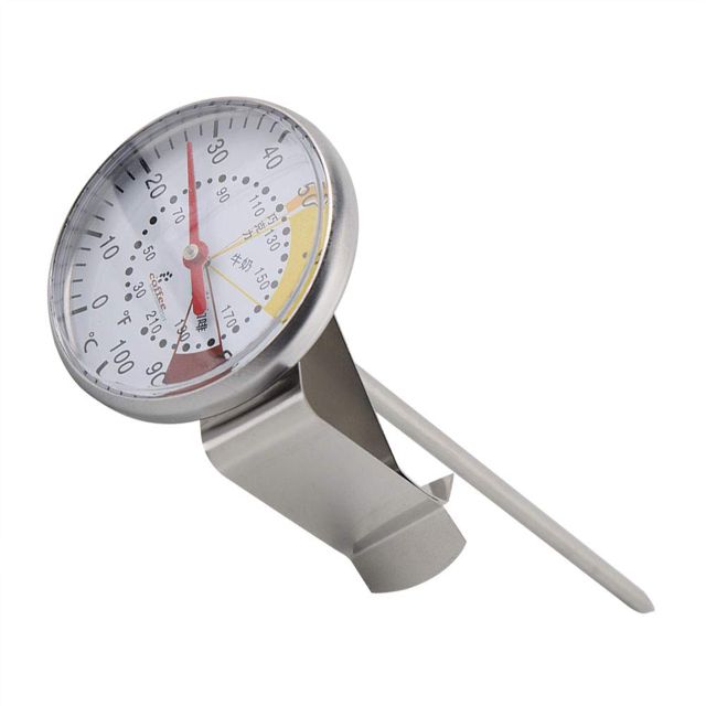 Fdit Thermomètre à Sonde en Acier Inoxydable Thermomètre Numérique à Pointeur avec Longue Sonde et Couvercle en Caoutchouc pour la Cuisine Aliments Viande Lait Café