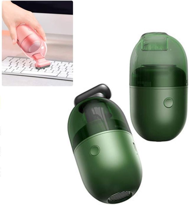 Bureau Aspirateur Avec La Brosse Propre, USB Portable Sans Fil De Charge Poussière Sweeper Pour Home Office Keyboard, for Nettoyage Crumbs, Clavier, Gomme À Effacer Et Résidus Animaux Maison,Vert