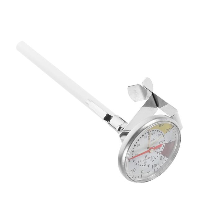 Veemoon Thermomètre à Lait Expresso en Acier Inoxydable Pince, Compact et Portable, pour Café, Cappuccino et Boissons Chaudes, Lecture Instantanée, Ustensile Cuisine Professionnel