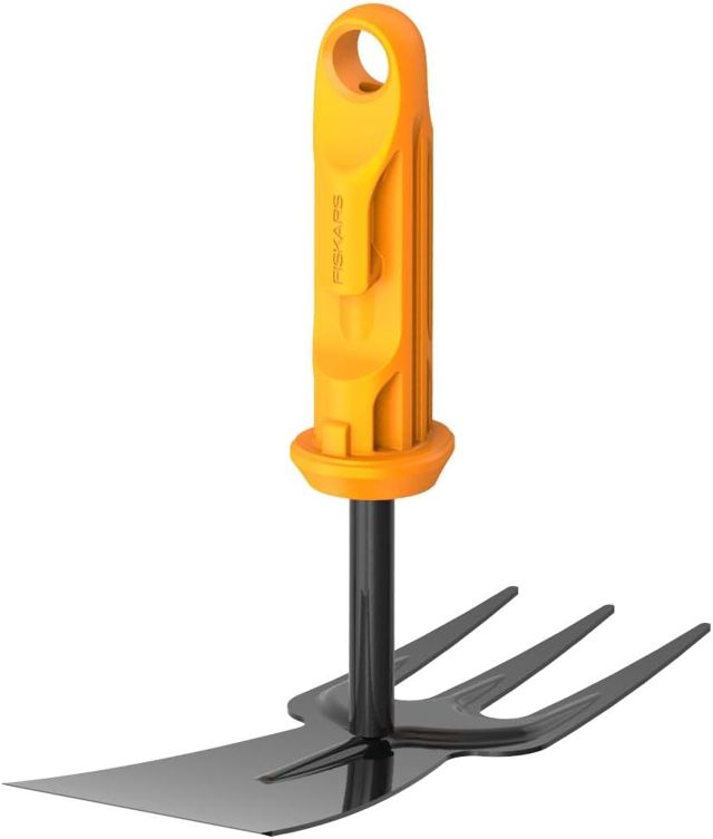 Fiskars OneClick Binette Combinée, Pour Ameublir et Désherber, Changement sans Effort en Un Seul Clic, Acier au Bore, Largeur : 5 cm, Noir/Orange, 1080695