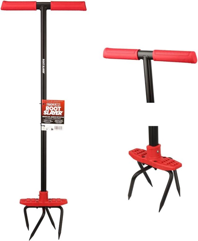 VENTEO - Arrache Racine RootSlayer | Griffe de Jardin Rotative | Tête en Acier Trempé | Aère, Ameublit et Travaille la Terre | Outil de Jardinage pour Potager, Massifs, Plantation et Entretien du Sol