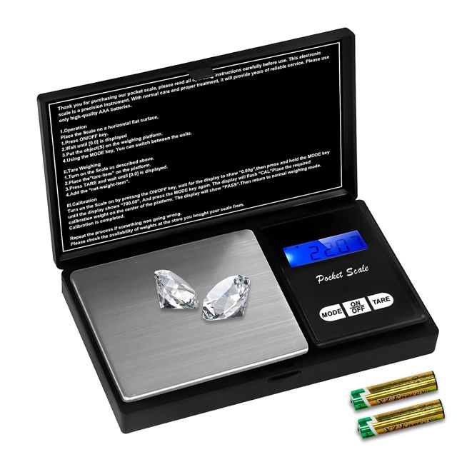 QEIHITYO Balance de Precision 500g/0.01g Balance Gramme Petite avec Écran LCD et Tare Function pour Café Herbes Bijoux Pierres Précieuses 7Unités (2 Piles Incluses)
