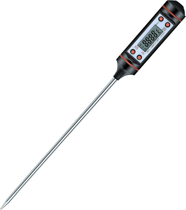 AMIR Thermometre de Cuisson, Thermomètre de Cuisine Numérique, Lecture Instantanée 3 Secondes, 5.9inch Sonde Inox, Thermometre Cuisson Sonde pour Patisserie, Culinaire, Lait, Viande, etc (Noir)