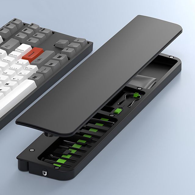 Kit de Nettoyage Clavier 22 en 1 avec Repose Poignet,Accessoire Bureau Multifonction pour PC, téléphone,AirPods,Appareil Photo,Kit Nettoyage Complet pour écran,Clavier,écouteurs et Plus (Noir)