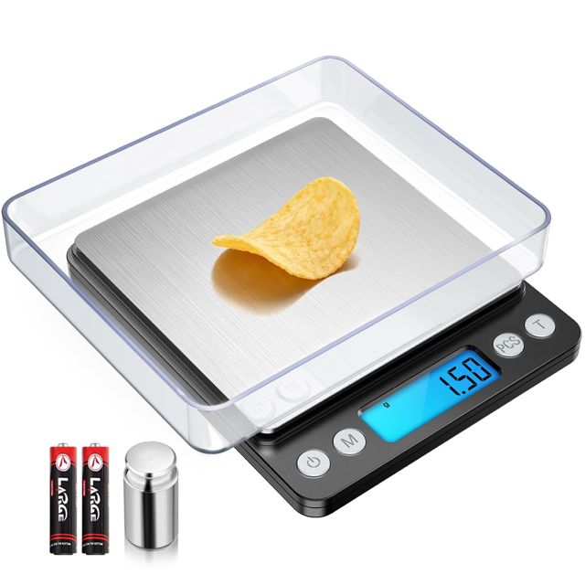 Balance Numérique Précision ORIA 500g/0,01g Portable Balance Bijoux Pièces Écran LCD 6 Unités Fonction Tare Compteur Pièces Arrêt Auto Poids Étalonnage 100g