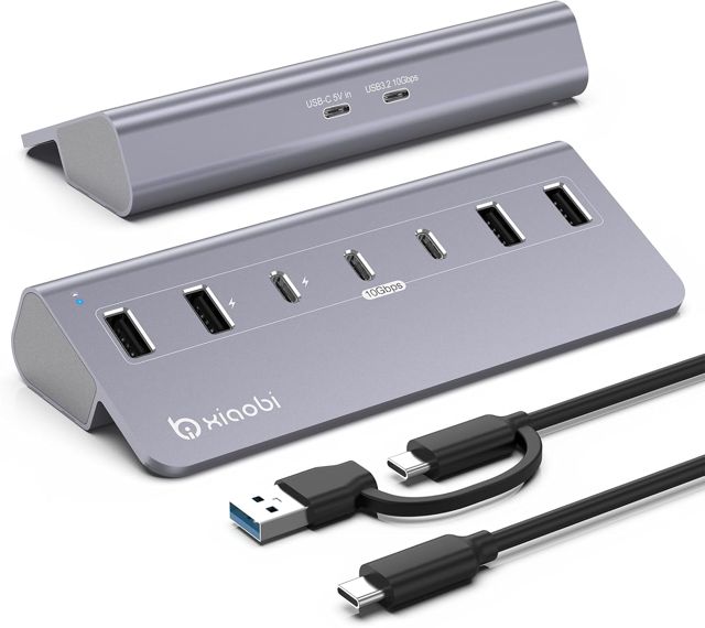 Hub USB-C, répartiteur 10 Gbit/s avec 4 ports USB A et 3 ports USB C, gris