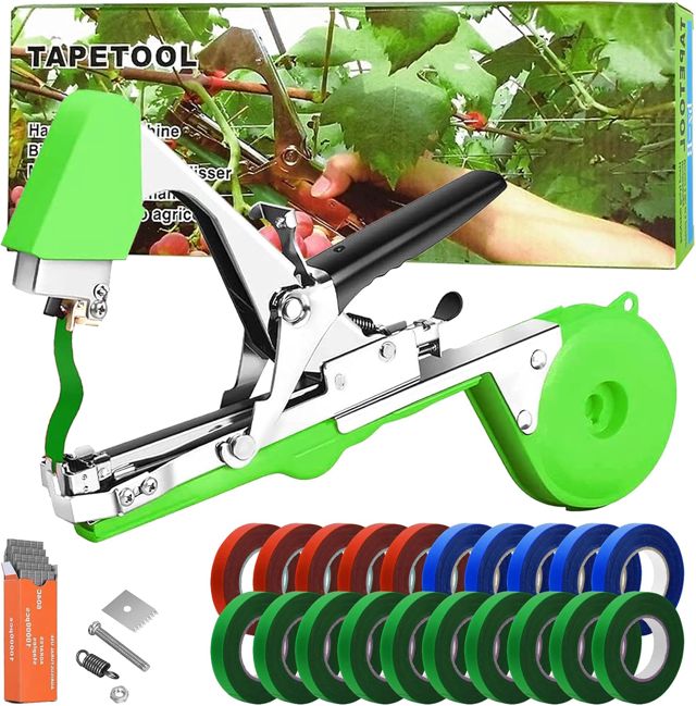 Machine à Nouer à la Main Plante de Jardin Machine à Nouer Les Plantes Manuelle pour Attaches Plantes pour Jardin Fruits Légumes Fleurs Tomates Vigne 20 Bandes 1 boîte d'agrafes