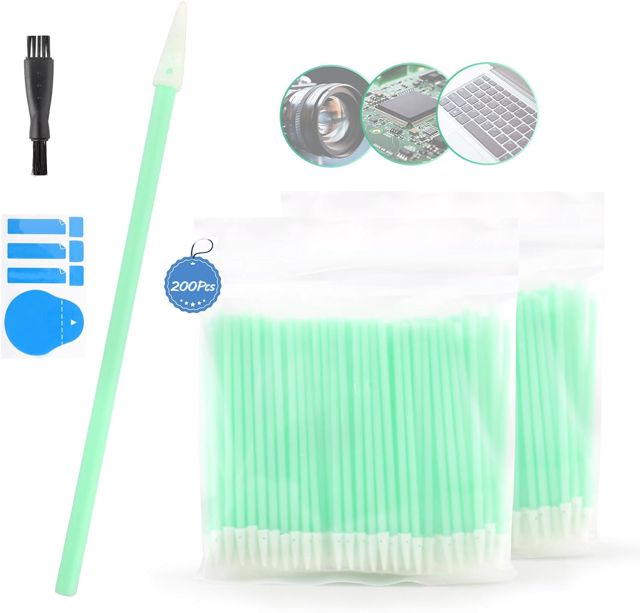 200PCS Bâtonnets de Nettoyage en Mousse pour Équipement Optique de Nettoyage, Trou du Haut-Parleur de Nettoyage, Produits Électroniques Bâtonnets de Nettoyage, avec Autocollant Anti-Poussière