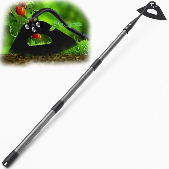 Houe de Jardin, 139cm Binette de Jardin Creuse Houe à Main Hoe à Mauvaises Herbes Désherbeuse à Main avec Lame Robuste pour Creuser, Désherber et Biner, Houe de Jardin Robuste