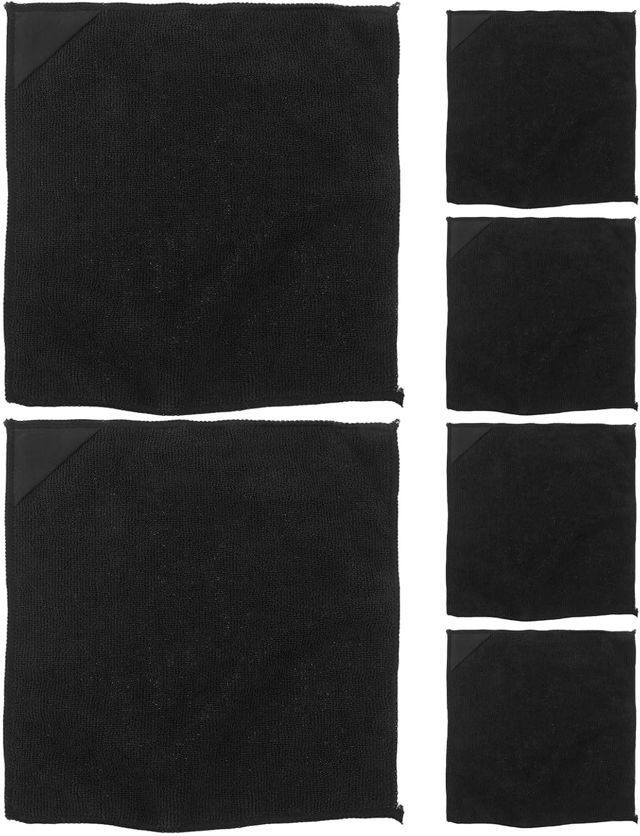 SECFOU 6 Pièces Chiffon de Nettoyage Magnétique Noir Aimant Intégré pour Tableaux Blancs Multi-usages en Fibre Synthétique et Appareils Électroniques, pour Bureaux Cuisine