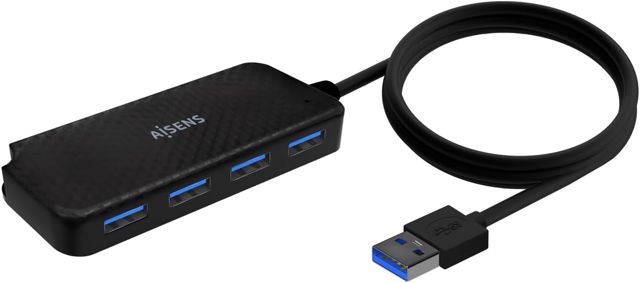 AISENS - A106-0714 - Hub USB 3.0, Type A/M-4XType A/H, Noir, 60 cm