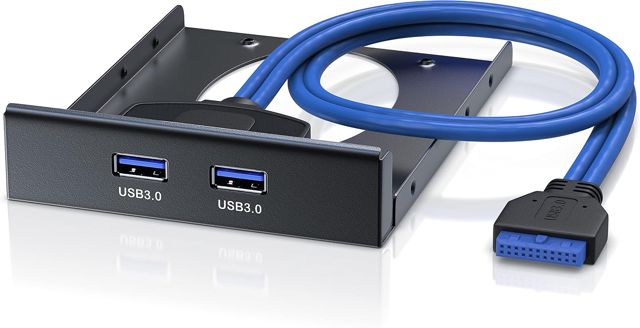 CSL - Panneau Avant USB 3.2 Gen1 Super Speed Pour Lecteurs 3,5 Pouce - HUB Face Avant Jusqu'à 5Gb/s - Rétrocompatible Avec USB 1.1 et 2.0 - PC et Mac - Noir