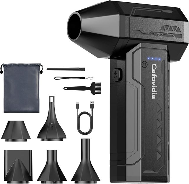 Plumeau à air comprimé C10 300000 tr/min électrique sans fil avec batterie 10 000 mAh, moteur sans balais, réglable à 4 vitesses, souffleur d'air rechargeable pour ordinateur