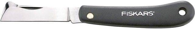 Fiskars Couteau à écussonner, Longueur totale: 17 cm, Acier inoxydable, Noir, K60, 1001625