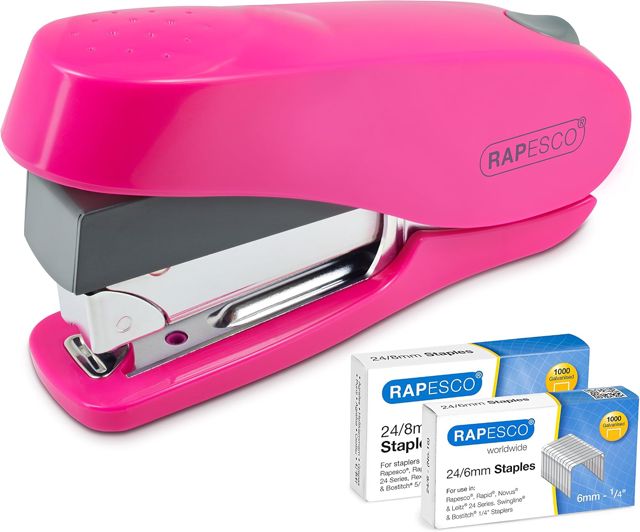 Rapesco 1468 Agrafeuse Luna à Moins d'Effort et 2000 Agrafes, Fuchsia